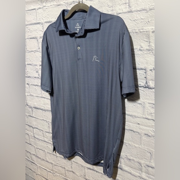 Men’s Rhoback Blue and White Checkered Polo, Size Medium - Picture 3 of 5